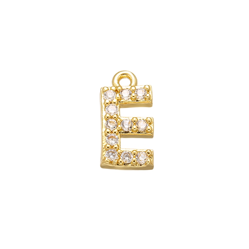 ZHUKOU 8x8,5 mm Messing Cubic Zirconia Crystal Vedhæng 26 bokstav