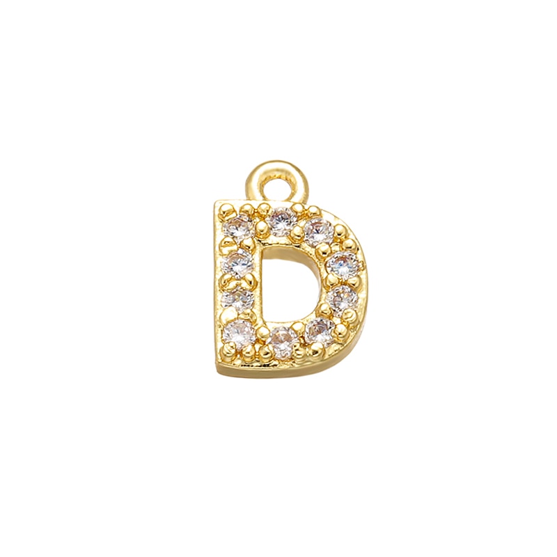 ZHUKOU 8x8,5 mm Messing Cubic Zirconia Crystal Vedhæng 26 bokstav