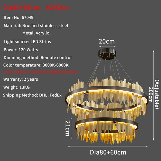 Moderne Kreativ Cirkel LED med fjernbetjening Sort/Guld hængende Lampe