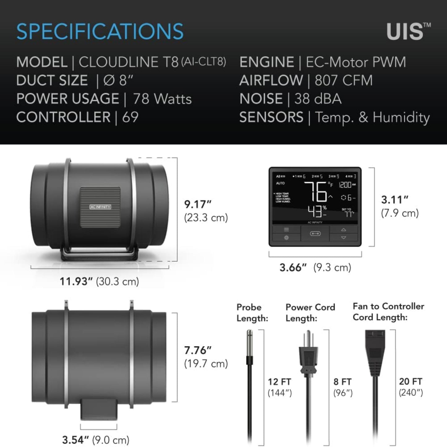 AC Infinity CLOUDLINE T8