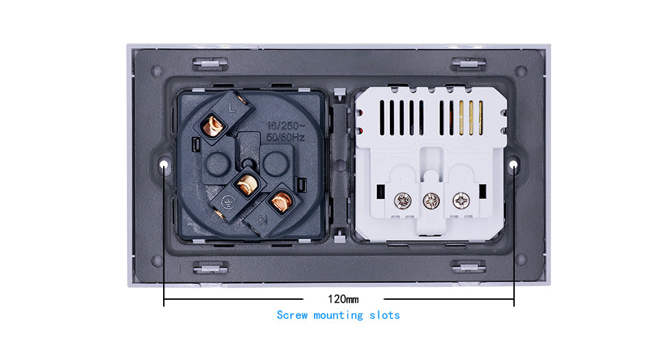 Delviz EU Standard USB-stik, Dobbelt udtag, 16A Kvalitets strømpanel AC 110~250V 146mm * 86mm,Dobbeltramme Væg USB Strømudtag