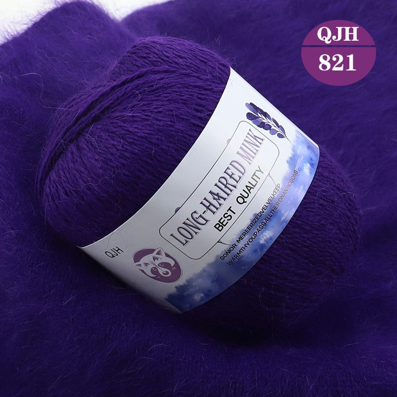Høj kvalitets Cashmere Long Plush Mink og Merino uld mix garnnøgle