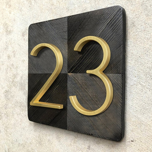 125 mm gyldne svævende husnummer til hus eller etagebygning udendørs skilte 5 tommer. #0-9