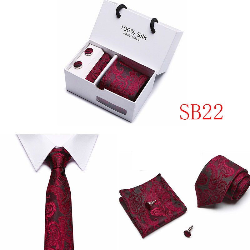 Nyt herre slips sæt ekstra lang størrelse 145cm*7,5cm Slips i Paisley Silk