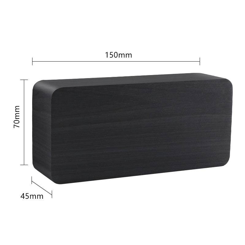 Vækkeur LED ur til Bord i ABS med træ look USB/AAA drevet