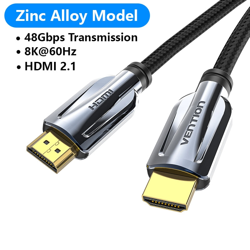 Vention HDMI 2.1 Cable 8K/60Hz 4K/120Hz 48Gbps HDMI Digital Cables Splitter for Xiaomi TV Box HDR10+ PS5 Switch Cable HDMI 2.1