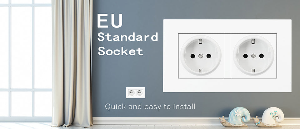 Delviz Wall USB Power Socket, AC 110V-250V 16A til væg, 86mm x 86mm, Dobbelt usb EU Standard