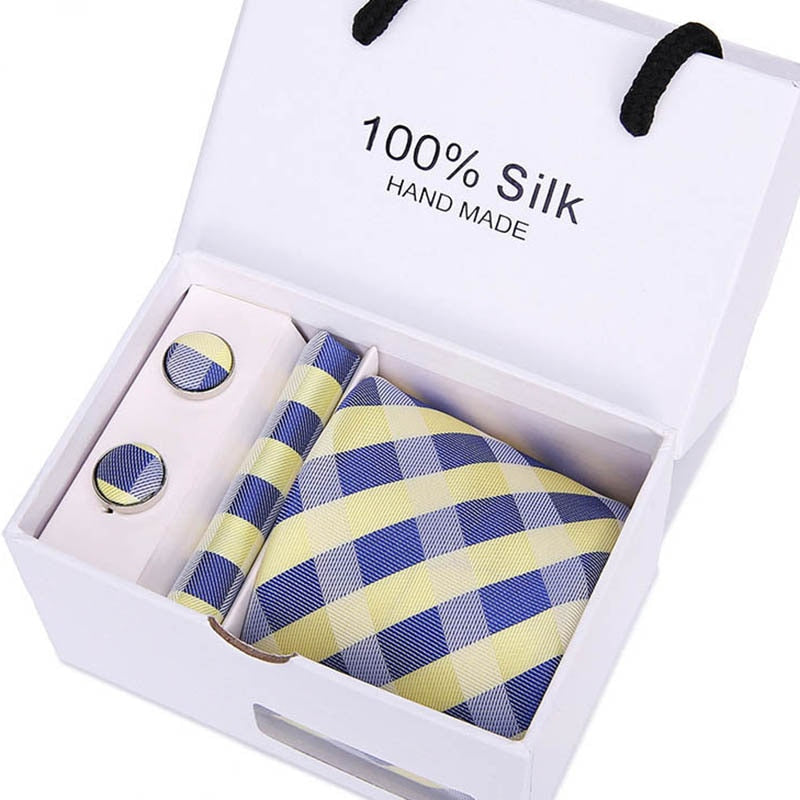 Nyt herre slips sæt ekstra lang størrelse 145cm*7,5cm Slips i Paisley Silk