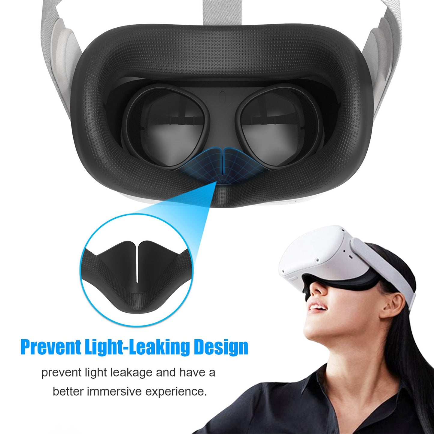 Oculus Quest 2 VR-briller Silikone Anti-sved Anti-lækage Lysblokerende øjencover Oculus Quest 2 tilbehør