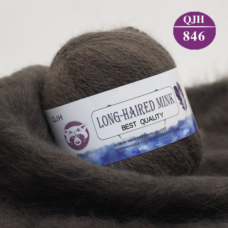 Høj kvalitets Cashmere Long Plush Mink og Merino uld mix garnnøgle