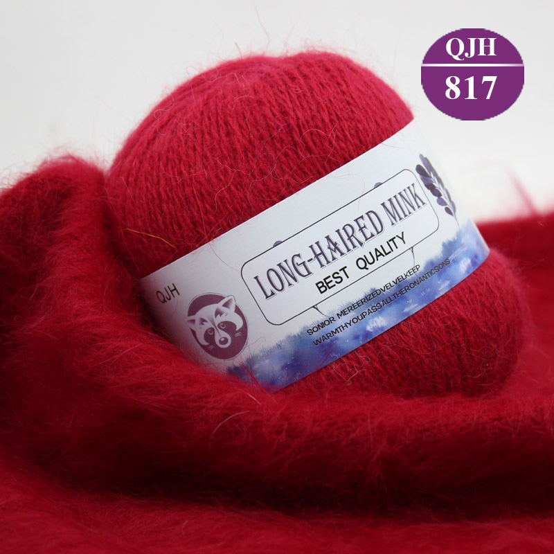 Høj kvalitets Cashmere Long Plush Mink og Merino uld mix garnnøgle