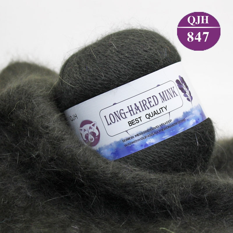 Høj kvalitets Cashmere Long Plush Mink og Merino uld mix garnnøgle