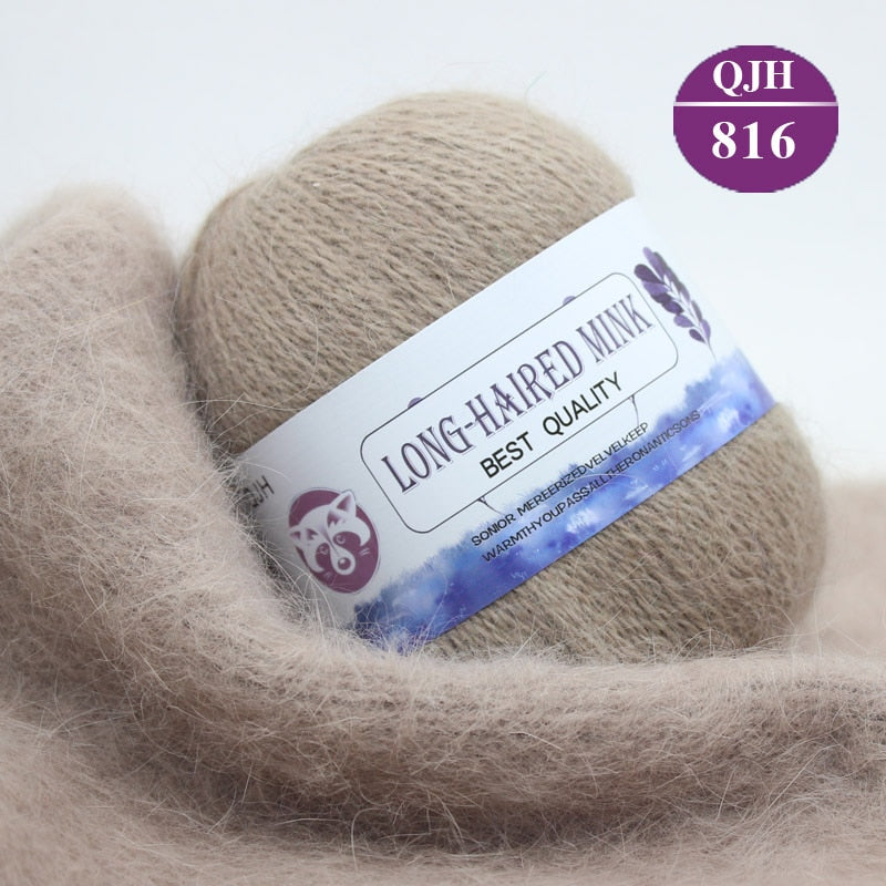 Høj kvalitets Cashmere Long Plush Mink og Merino uld mix garnnøgle