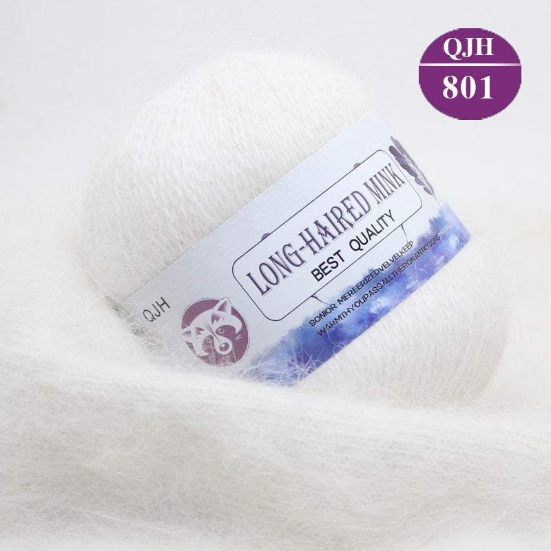 Høj kvalitets Cashmere Long Plush Mink og Merino uld mix garnnøgle
