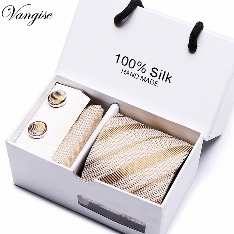Nyt herre slips sæt ekstra lang størrelse 145cm*7,5cm Slips i Paisley Silk