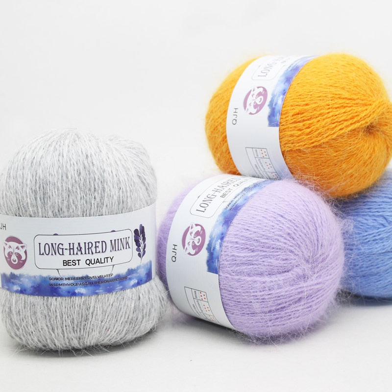 Høj kvalitets Cashmere Long Plush Mink og Merino uld mix garnnøgle