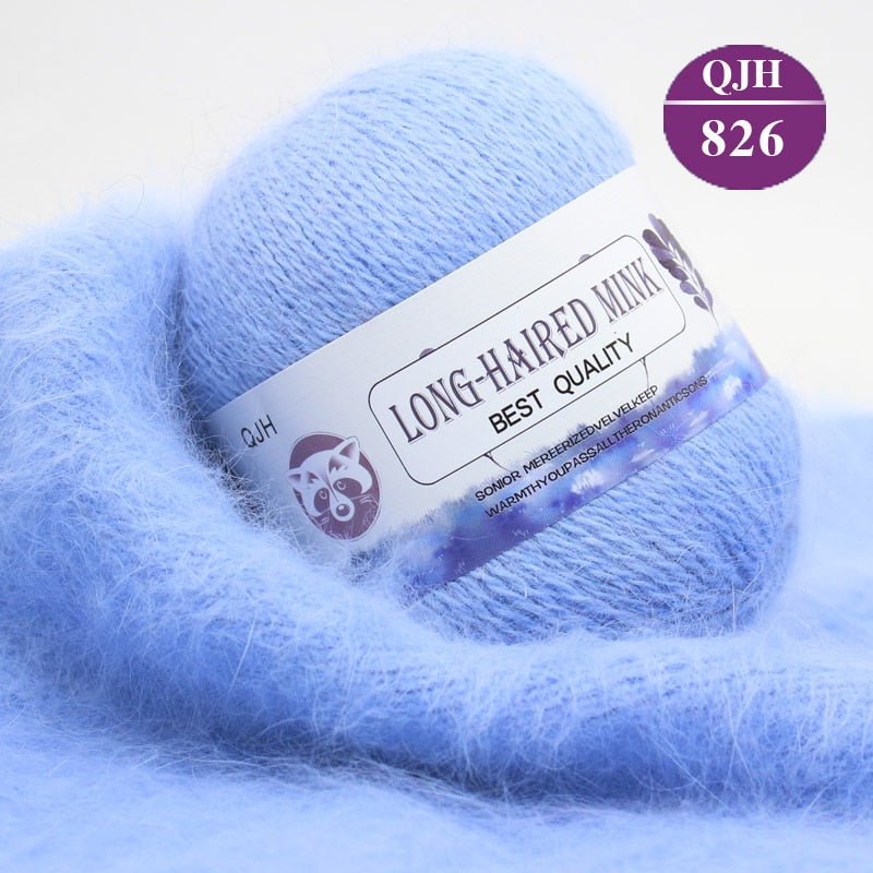 Høj kvalitets Cashmere Long Plush Mink og Merino uld mix garnnøgle