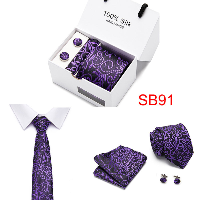 Nyt herre slips sæt ekstra lang størrelse 145cm*7,5cm Slips i Paisley Silk