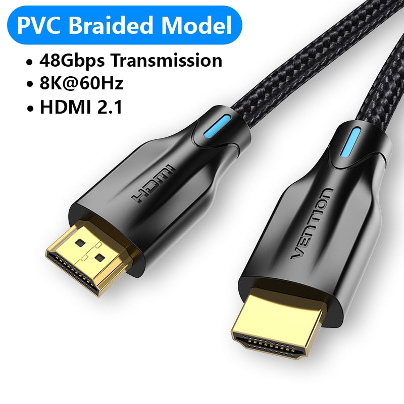 Vention HDMI 2.1 Cable 8K/60Hz 4K/120Hz 48Gbps HDMI Digital Cables Splitter for Xiaomi TV Box HDR10+ PS5 Switch Cable HDMI 2.1
