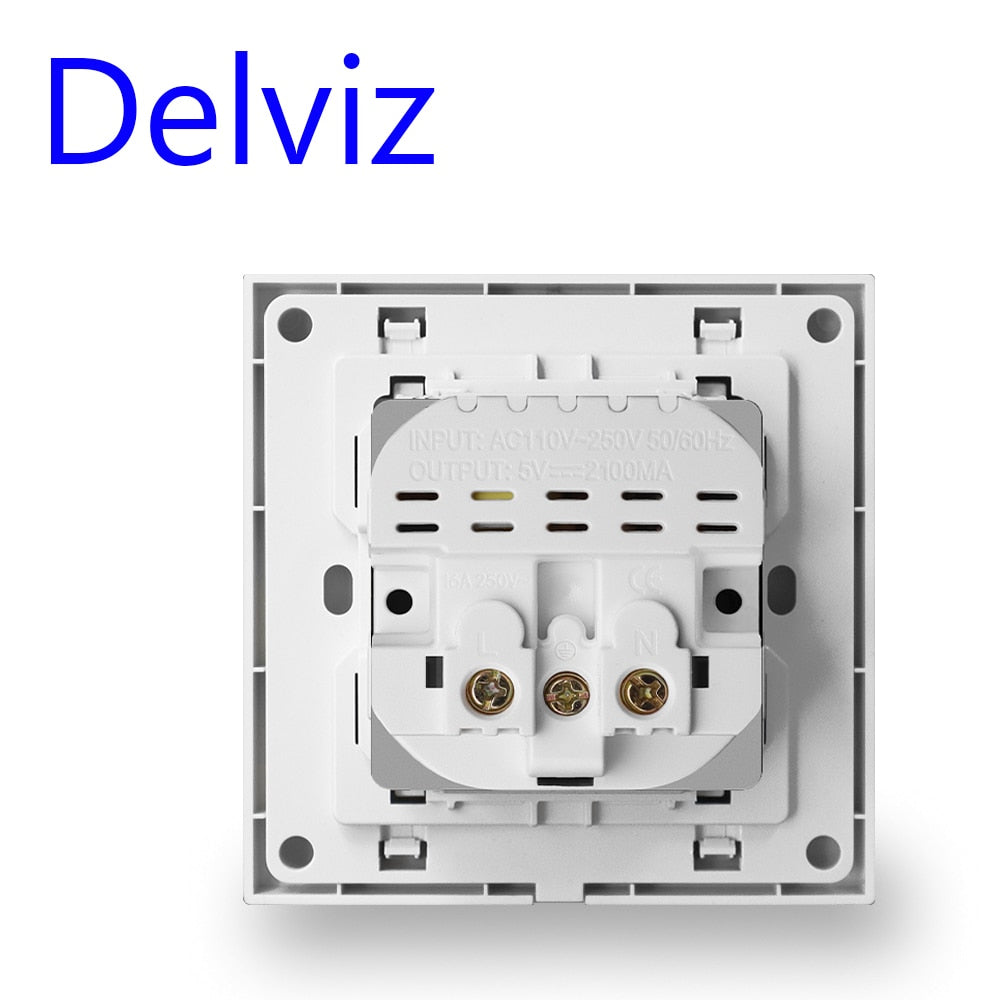 Delviz outlet til væg med type C Strømudtag, 18W kompatibel,  EU Standard