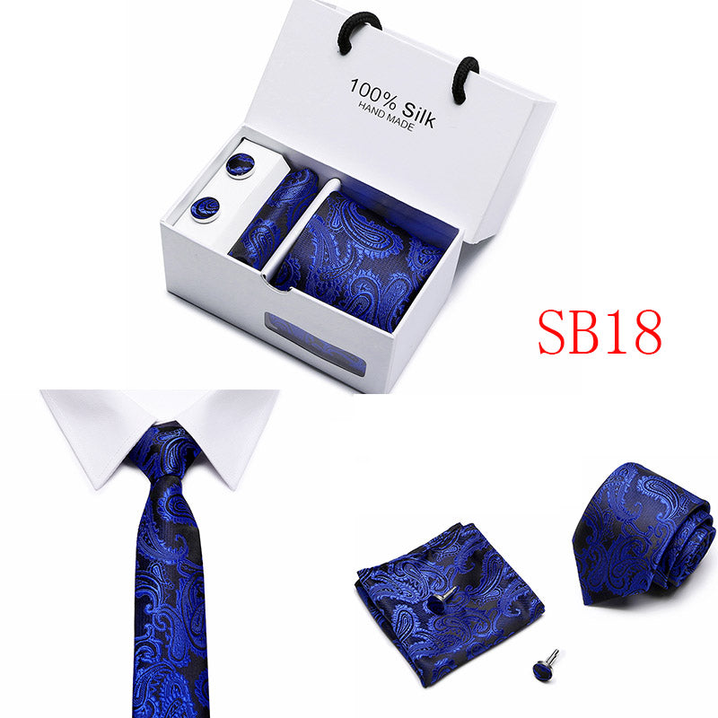 Nyt herre slips sæt ekstra lang størrelse 145cm*7,5cm Slips i Paisley Silk