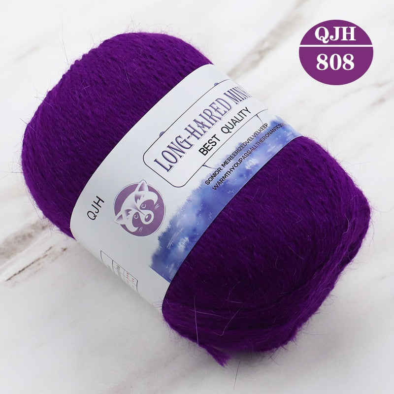 Høj kvalitets Cashmere Long Plush Mink og Merino uld mix garnnøgle