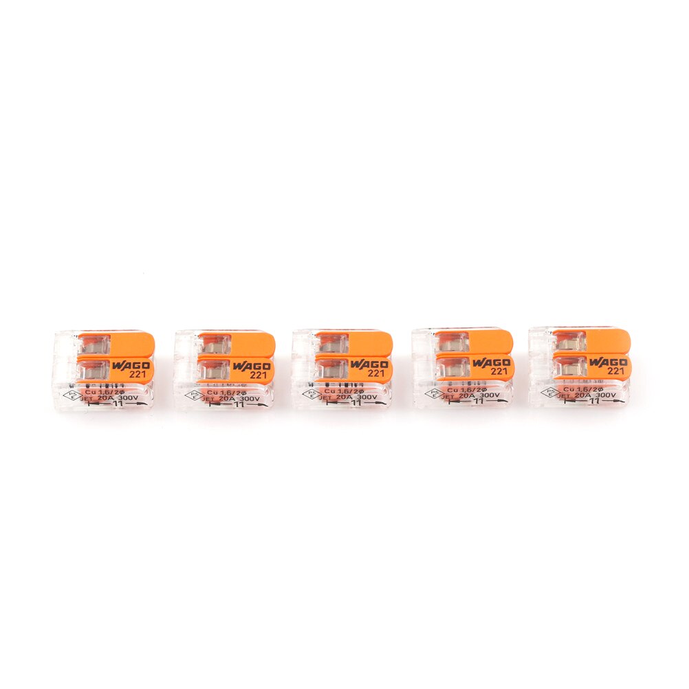 5 dele Wago 221-412 LEVER-NUTS 2 Conductor Compact Connector