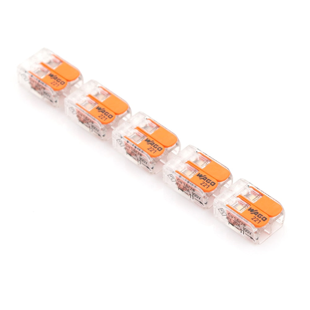 5 dele Wago 221-412 LEVER-NUTS 2 Conductor Compact Connector