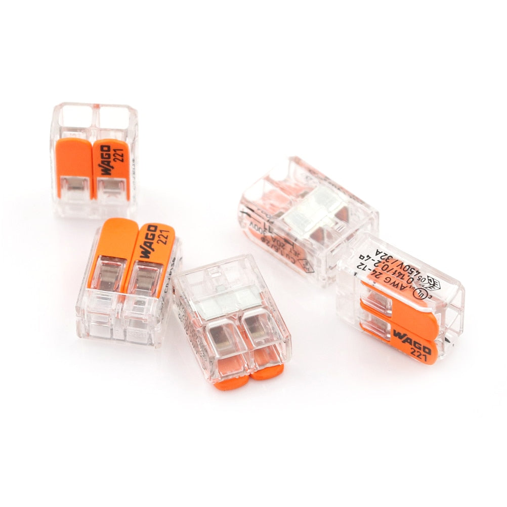5 dele Wago 221-412 LEVER-NUTS 2 Conductor Compact Connector