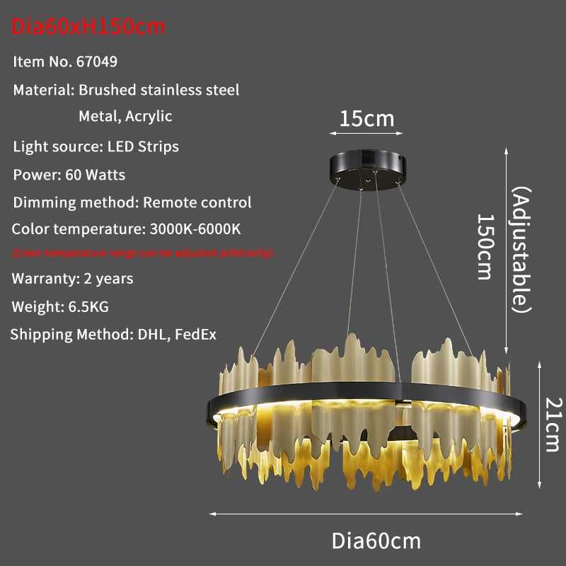 Moderne Kreativ Cirkel LED med fjernbetjening Sort/Guld hængende Lampe