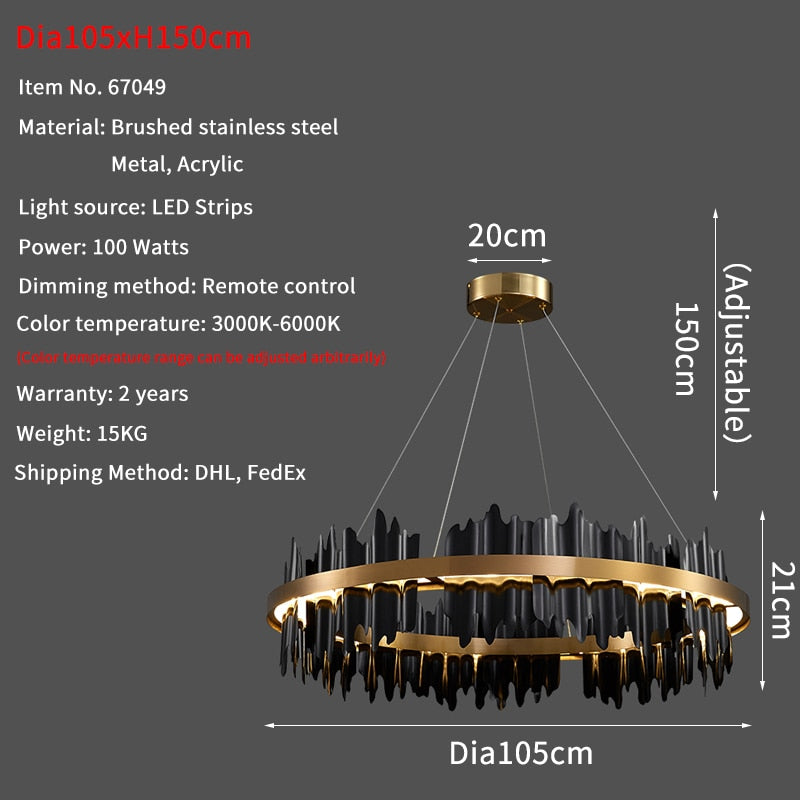 Moderne Kreativ Cirkel LED med fjernbetjening Sort/Guld hængende Lampe