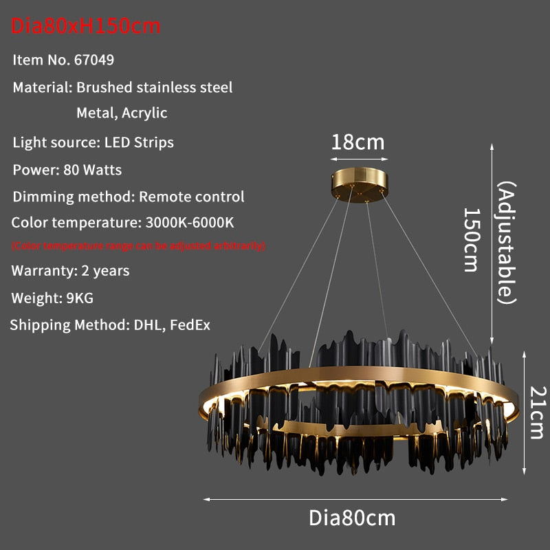 Moderne Kreativ Cirkel LED med fjernbetjening Sort/Guld hængende Lampe