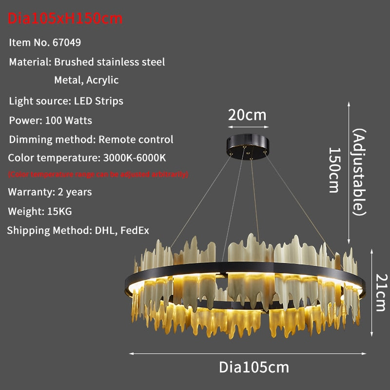 Moderne Kreativ Cirkel LED med fjernbetjening Sort/Guld hængende Lampe