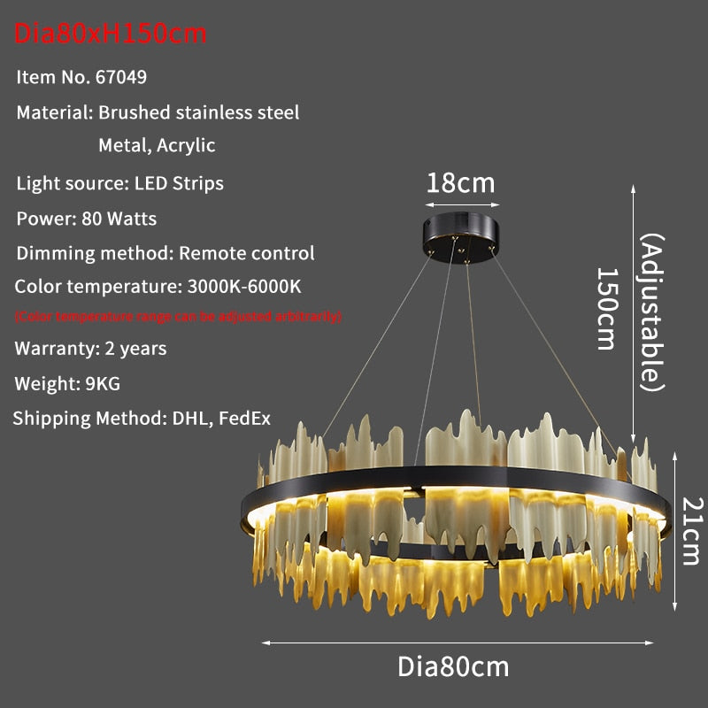 Moderne Kreativ Cirkel LED med fjernbetjening Sort/Guld hængende Lampe